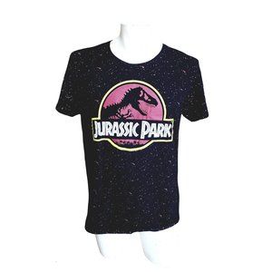 Black Speckled Jurassic Park Short Sleeve T Shirt Sz L